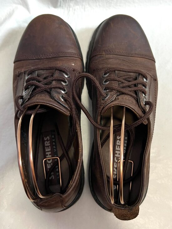 Vintage 90s Skechers oxfords mens 9.5 brown leather chunky thick soles lace up main image 8
